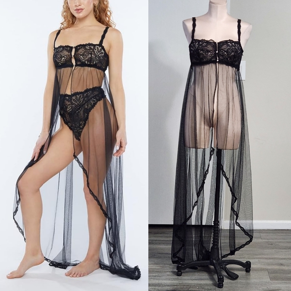 Savage‎ × Fenty Corded Lace And Tulle Maxi Slip Lingerie
